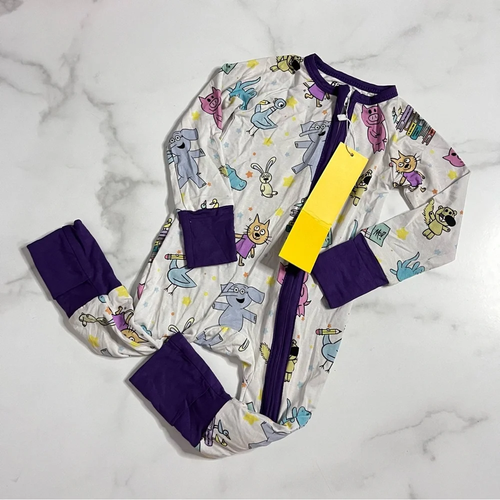 New Bamboo4You Mo Willems Characters Bamboo Zippy Pajamas 3-6 Months